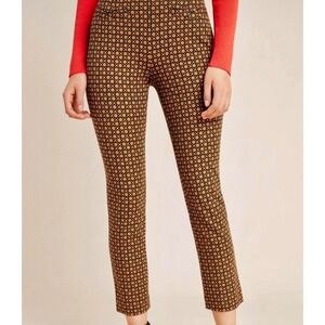 Anthropologie Essential Slim Pants Brown Black Cropped Size 16 Work Business